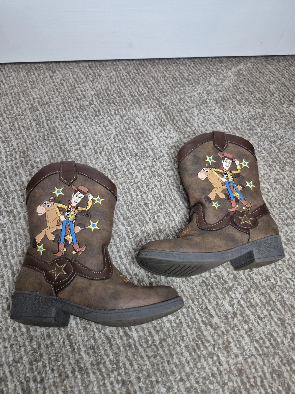 Disney Brown Kids Cowboy Boots with Woody Graphic